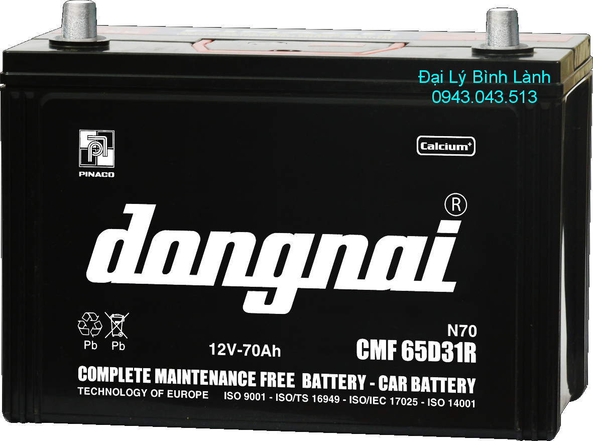 Ắc quy Khô (Kín Khí) cọc xuôi - phải CMF 65D31R Đồng Nai (12v70Ah)